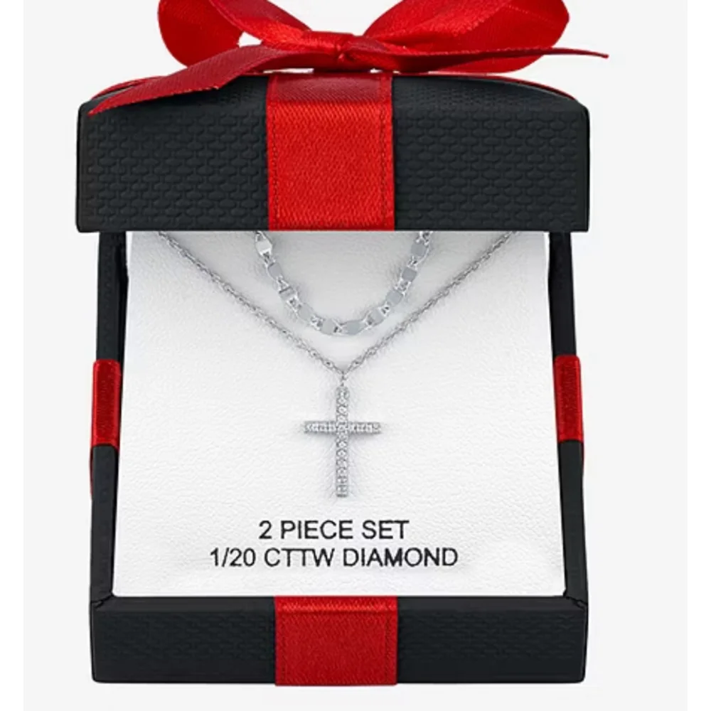 Religious chain w/ diamond pendant sterling silver Christian